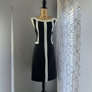 VOIR VOIR BLACK AND WHITE SHEATH DRESS SIZE 14